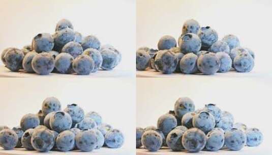 新鲜有水珠的蓝莓摆盘展示特写高清在线视频素材下载