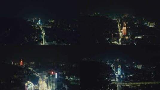 贵州遵义中华南路夜景灯光航拍高清在线视频素材下载