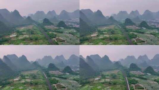 广西桂林高铁动车和谐号大气田园风光航拍高清在线视频素材下载