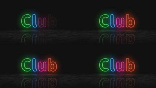 俱乐部符号发光霓虹灯3d灯高清在线视频素材下载