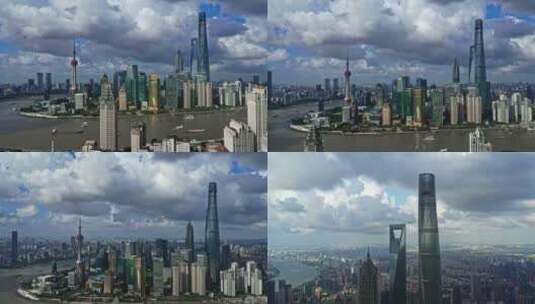上海 浦东陆家嘴 蓝天白云（台风天）高清在线视频素材下载