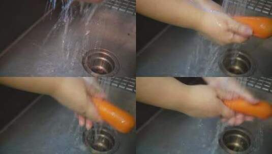 清洗萝卜切萝卜做饭高清在线视频素材下载