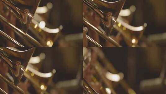 管弦乐队中长号带降低高清在线视频素材下载