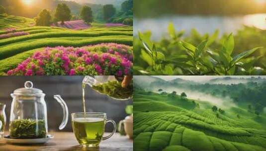 春茶上市茶叶杀青茶园茶空镜头高清在线视频素材下载