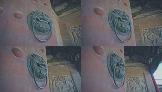 榆次老城县衙大门古老的门环高清在线视频素材下载