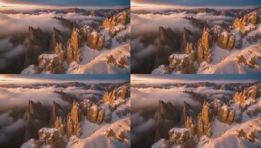 雪山云海壮丽风光高清在线视频素材下载