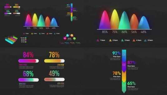 动画彩色动态信息分析统计展示数据图AE模板高清AE视频素材下载