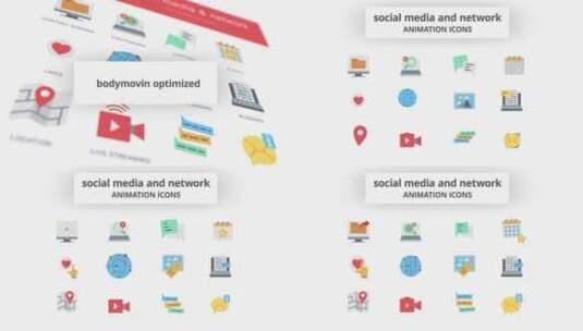 社交媒体和网络动画图标展示AE模板高清AE视频素材下载
