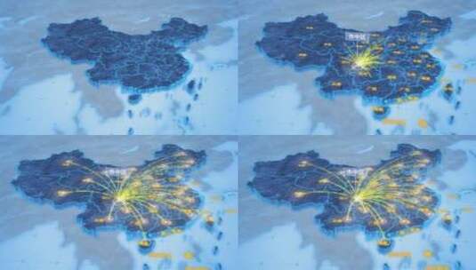 内江市市中区辐射全国网络地图ae模板高清AE视频素材下载