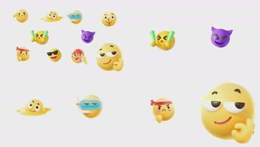 56卡通可爱3D趣味表情包emoji表情动画高清AE视频素材下载