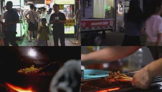 街边小吃 夜宵 人文扫街 美食 人群高清在线视频素材下载