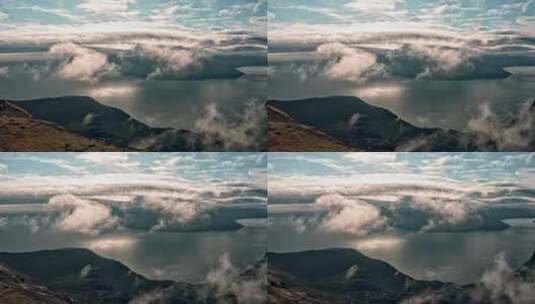 FPV穿越机无人机航拍海岸群岛大海蓝天白云高清在线视频素材下载
