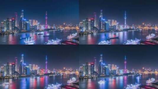 上海浦东夜景北外滩视角延时高清在线视频素材下载