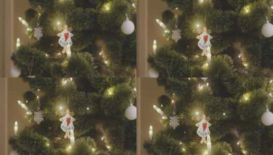 闪闪发光的圣诞树特写高清在线视频素材下载