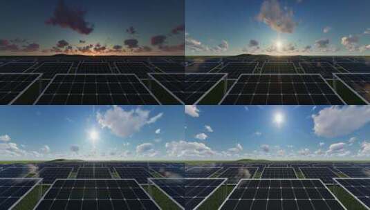 太阳能板日出新能源高清在线视频素材下载