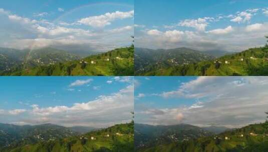 山上彩虹的鸟瞰图自然现象高清在线视频素材下载