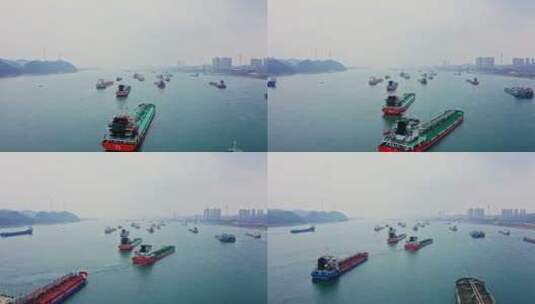 湖北宜昌长江轮船航拍高清在线视频素材下载