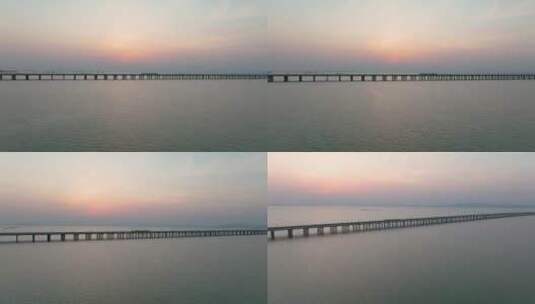 航拍南京石臼湖特大桥风光高清在线视频素材下载