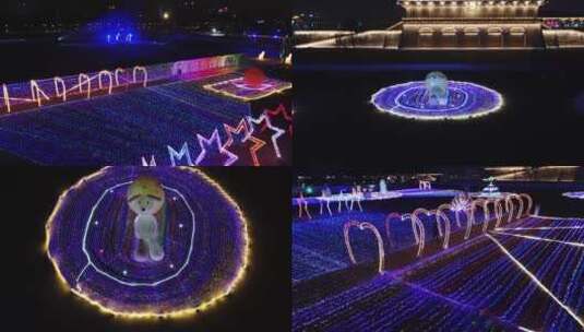 大明宫遗址公园日灯光秀造型美景高清在线视频素材下载