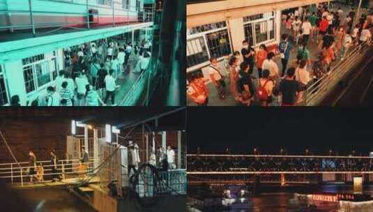 武汉长江中华路1号码头夜景4k视频素材高清在线视频素材下载
