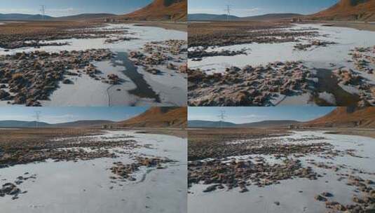西藏旅游风光高原冻土冰河冰面高清在线视频素材下载