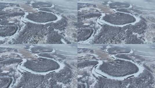 初春扎敦河湿地雪景雾凇高清在线视频素材下载