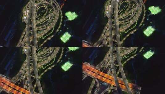 航拍贵阳城市发展现代交通黔春立交桥夜景高清在线视频素材下载