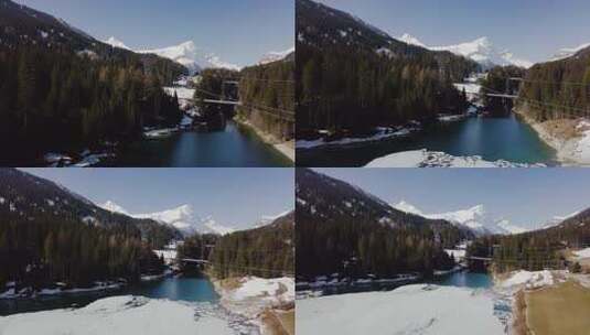 湖泊与远处的雪山高清在线视频素材下载