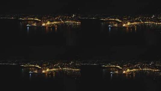 航拍城市码头夜景高清在线视频素材下载