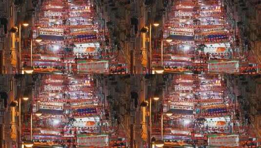 香港庙街夜市繁华夜景高清在线视频素材下载