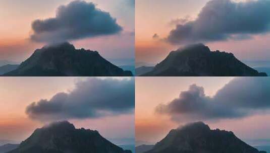 夏季清晨山顶上的彩色云朵高清在线视频素材下载