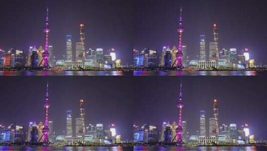 上海陆家嘴夜景灯光4K高清在线视频素材下载