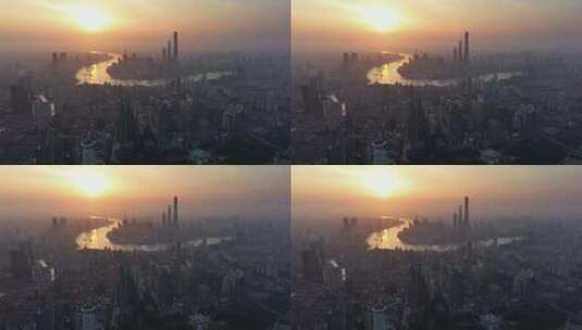 上海日出 上海夏天 浦西 上海 城市发展高清在线视频素材下载
