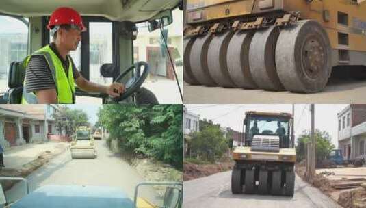 乡村市政公路铺沥青修路建设施工2高清在线视频素材下载