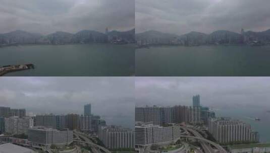 香港 维多利亚港 航拍高清在线视频素材下载