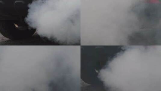 汽车排气筒冒出的浓烟大气污染尾气排放！高清在线视频素材下载