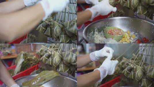 端午节包粽子活动美食传统节日特色食物高清在线视频素材下载