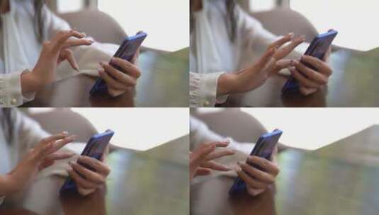 女生玩手机聊天手机购物高清在线视频素材下载