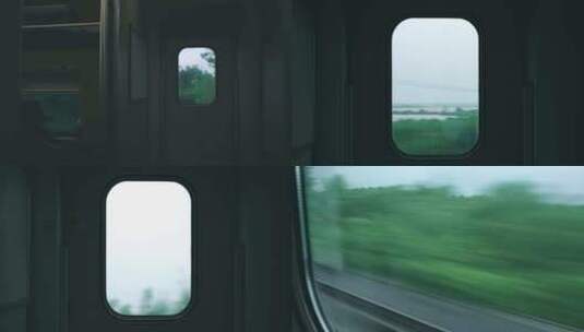 高铁车窗 车窗外飞驰闪过的风景原声素材高清在线视频素材下载