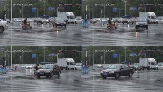 雨天 下雨 城市风光 写意 台风 雨中景色高清在线视频素材下载