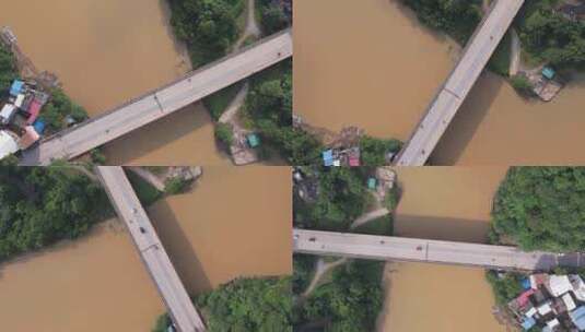 河道桥梁高清4k旋转航拍高清在线视频素材下载