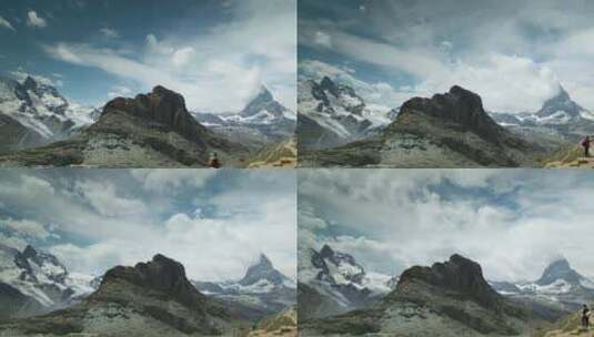 延时拍摄阿尔卑斯山雪峰高清在线视频素材下载