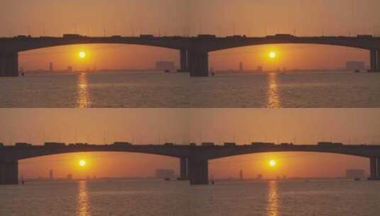 立交桥车流 黄昏日落 桥梁城市交通下沙大桥高清在线视频素材下载