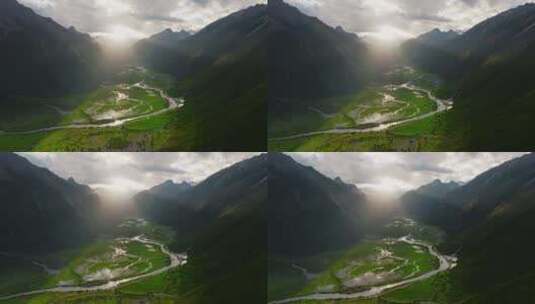 西藏林芝山谷光线高清在线视频素材下载