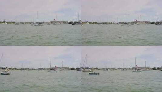 海湾中的小船和大船高清在线视频素材下载