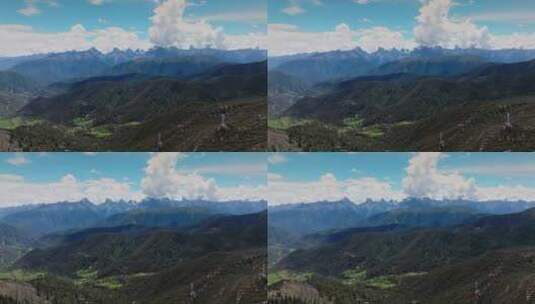 西藏芒康红拉山垭口达美拥雪山航拍高清在线视频素材下载