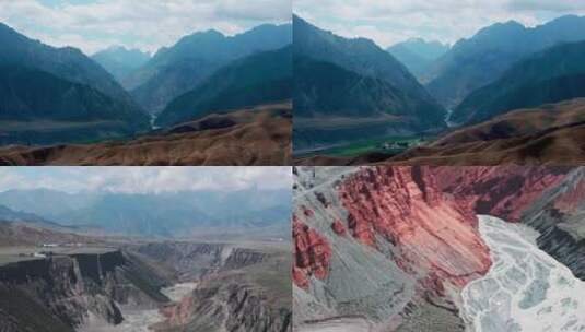 新疆大峡谷/红色地貌/悬崖绝壁/山脉裂谷高清在线视频素材下载