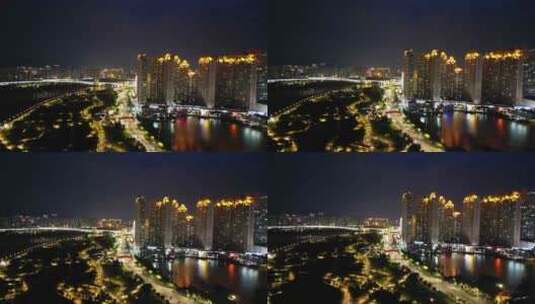 航拍福建泉州江滨北路交通夜景高清在线视频素材下载