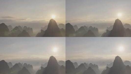 广西桂林喀斯特地貌绝美日出延时 太阳升起高清在线视频素材下载