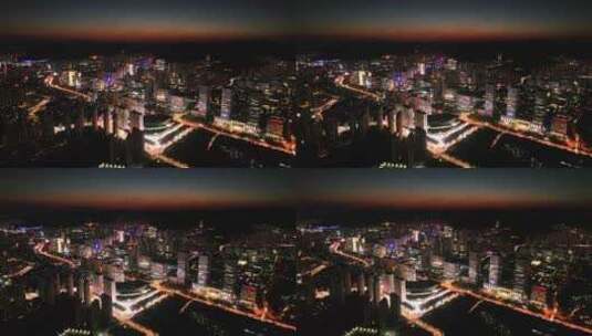 大连城市夜景航拍 高新园区夜景航拍高清在线视频素材下载